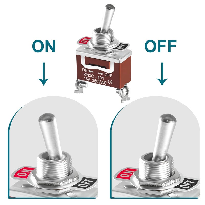 QIATOL Toggle Switch 12v DC 30A, 2Pack 2Pin SPST ON Off Switch with Waterproof Boot Cap Cover for Auto Car Marine Boat. - Image 5